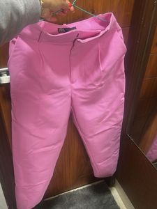 Zara Pink belted Trousers