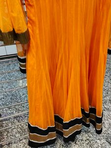 Orange &amp; Black Anarkali Suit