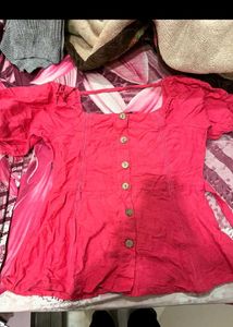Pink Button-Down Top