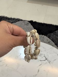Shell and Pearl Hoop Earrings