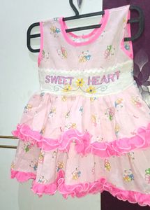 Baby Pink Colour Cotton Frock