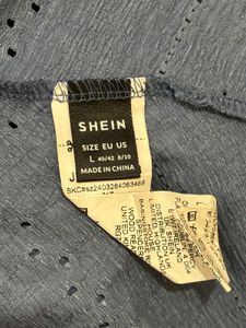 Blue Eyelet Peplum Tank Top