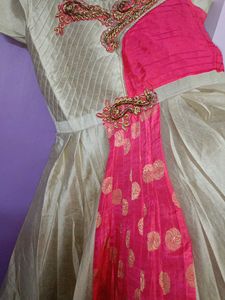Elegant Beige &amp; Pink Dress