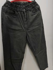 Grey Elastic Waist Jeans