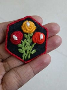 Floral Embroidered Hairclips