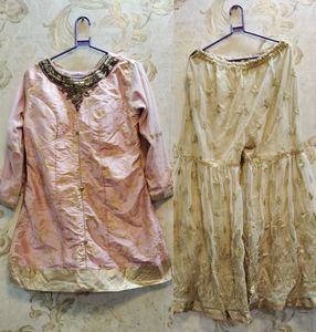 Pink Kurti with Embroidered Garara
