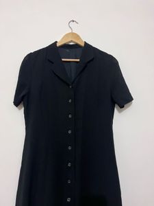 Vintage Black Button-Down Midi Dress