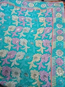 Elegant Teal Embroidered Saree