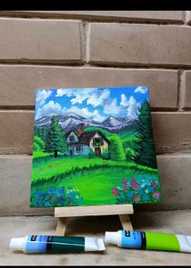 Mini Aesthetic Landscape Painting With Stand