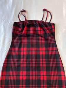 Shein Black &amp; Red Checked Sleeveless Dress