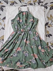 Imported Green floral Midi(frock)