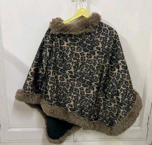 Leopard Print Faux Fur Cape