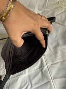 Pure Leather Hidesign Brown &amp; Black Sling Bag
