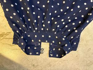 Navy Polka Dot Dress. Alterable Till Bust 38