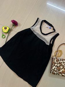 Black And White Net Tank Top