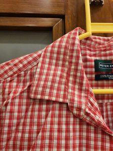 ❤️ Peter England Red Checkered Button-Down ❤️