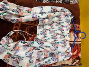 Floral Print Long Sleeve Crop Top