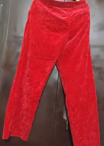 Red Velvet Trouser Pant For 34 Waist