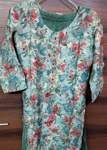 Green Cotton Ethnic  Pants