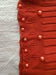 Vintage Coral Knit Halter Top with Pearls