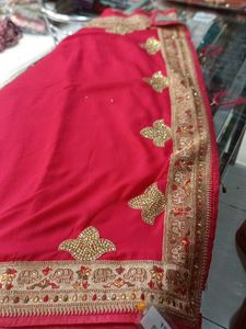 Red Embroidered Saree
