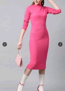 Pink Bodycon Midi Dress
