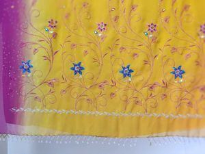 Embroidered Yellow & Pink Sari