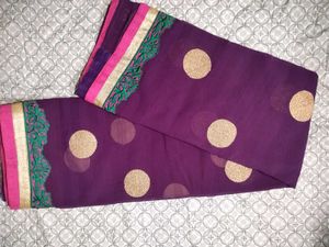 Elegant Purple &amp; Pink Saree with Embellishments