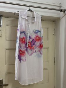 AND White Printed Tunic Size 14