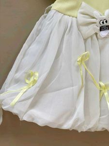 🆕️Cute Yellow &amp; White Dress For 2year Girl