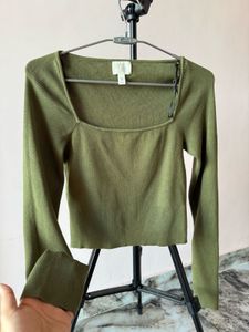 H&M Square Neck Woolen Top/Size-S