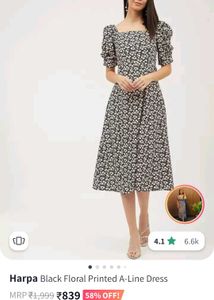 Hapra Black Floral Dress