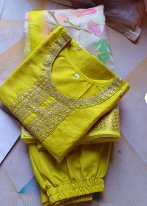 Lime Green Embroidered Kurta Set