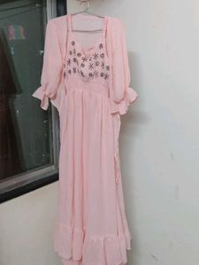 Cute Pink Dress &amp; Shrug Set