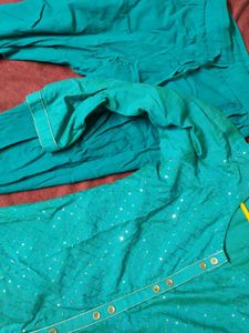 Teal Embellished Kurta Dual Colour Kurt