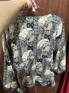 Paisley Print Tie-Waist Top
