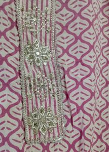 Pink Printed Kurti with Embellishments💫