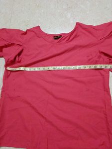 Coral Top with Flutter Sleeves