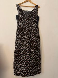 H&M Floral Lace Trim Midi Dress