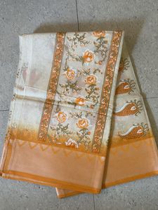 Pure Cotton Printed Sari | No Blouse Piece