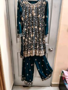 Elegant Teal stone work Salwar Kame