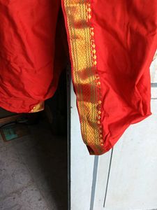 Festive Red Cotton Dhoti