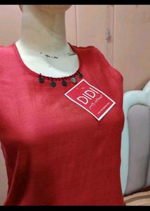 New Red Bohemian Sleeveless Kurta