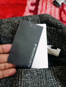 Gray Button Detail Mini Skirt