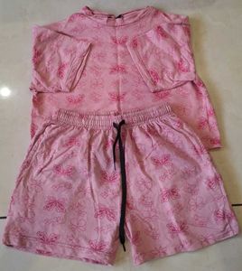 Pink Butterfly Print Shorts
