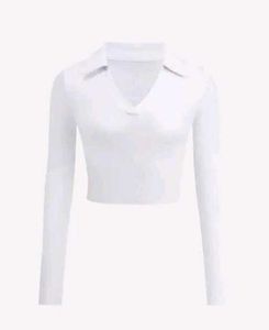 White Polo Collar Top🤍