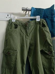 Boys Pure Cotton Bare Denim Trouser Military Green