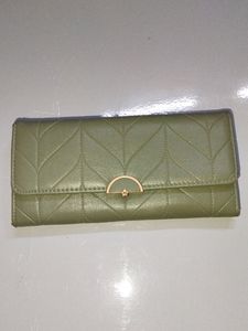 Olive Green Leaf Embossed Wallet