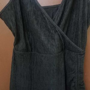 Gray Crinkle Wrap Tank Dress