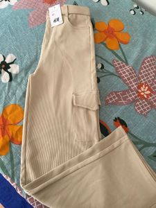 H&amp;M Beige Corduroy Cargo Pants
